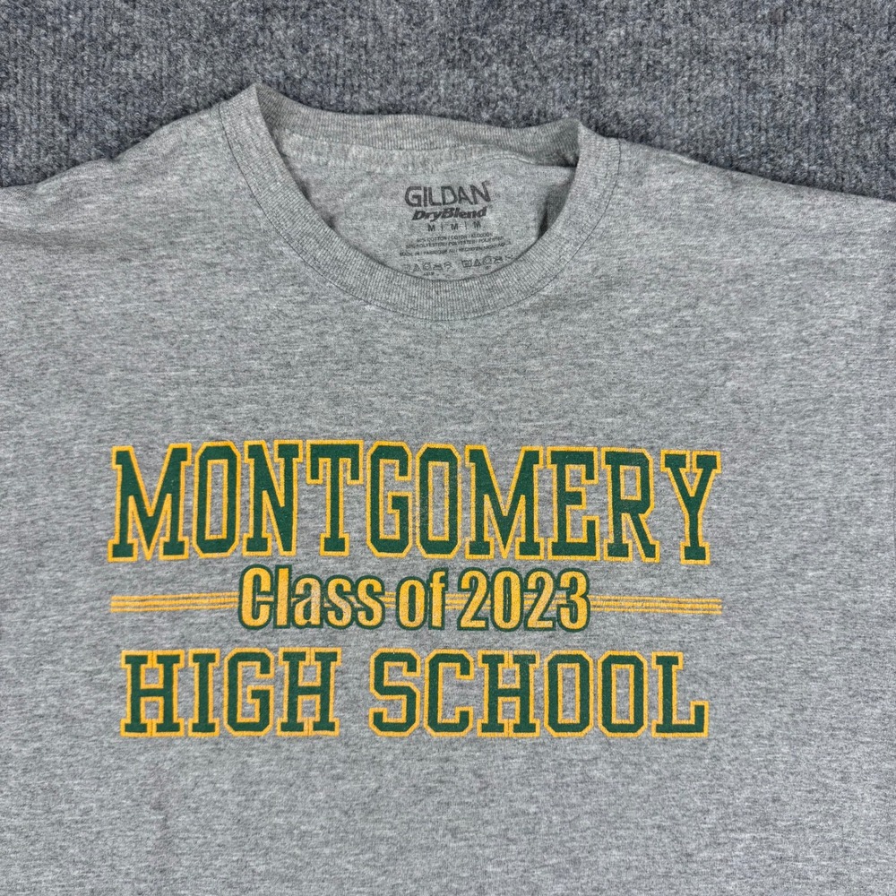 Gildan T-Shirt Mens Size M Gray Montgomery High School Class of 2023 Graphic Tee